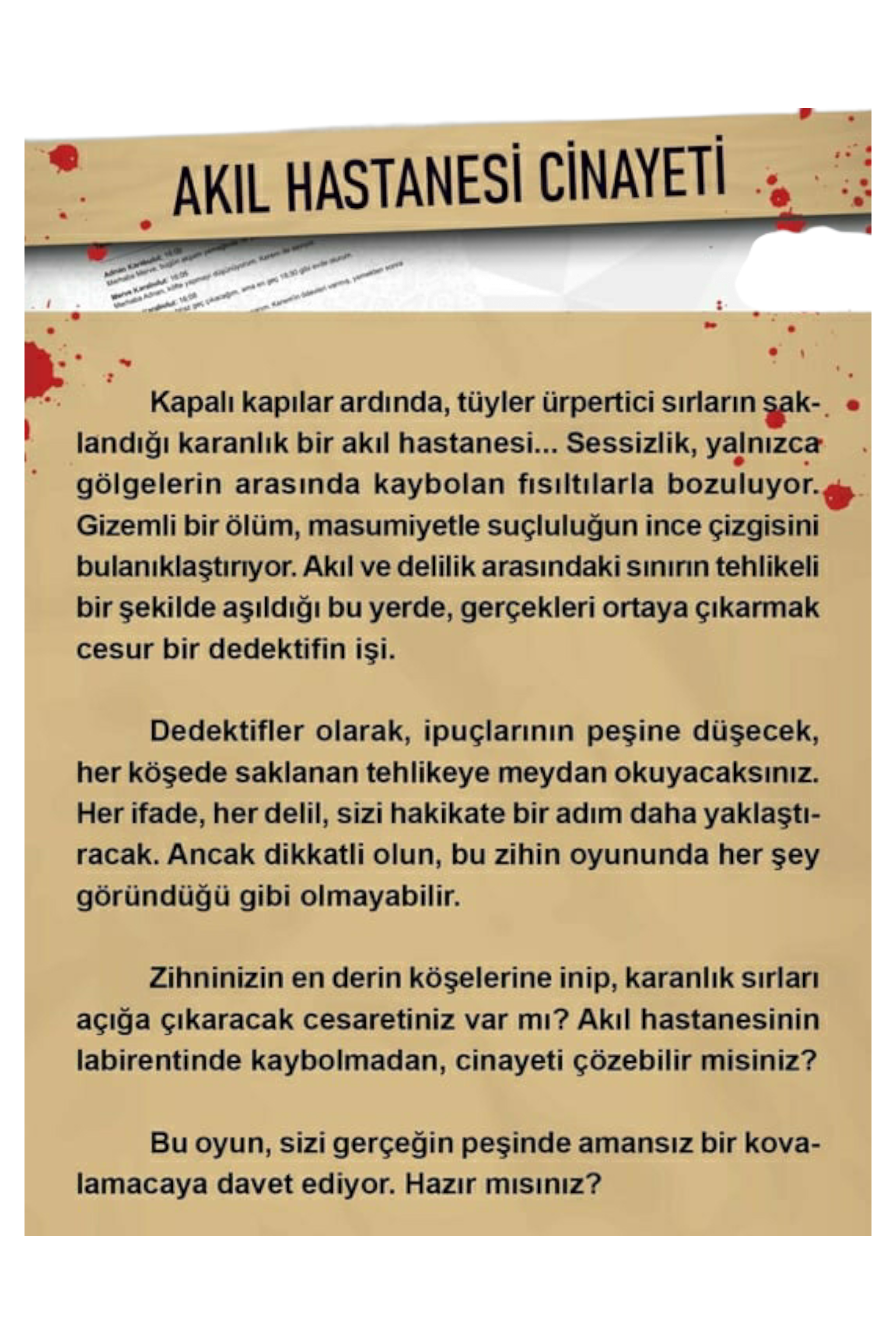 Dedektiflik Çözme Oyunu - Akıl Hastanesi Davası