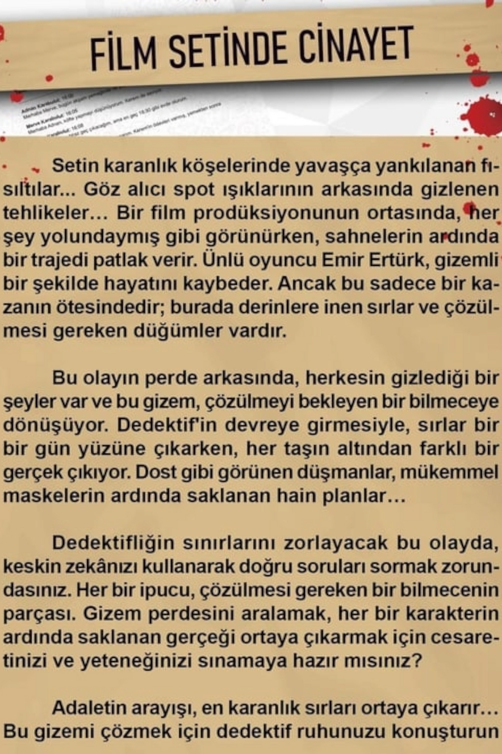 Dedektiflik Çözme Oyunu - Film Setinde Cinayet