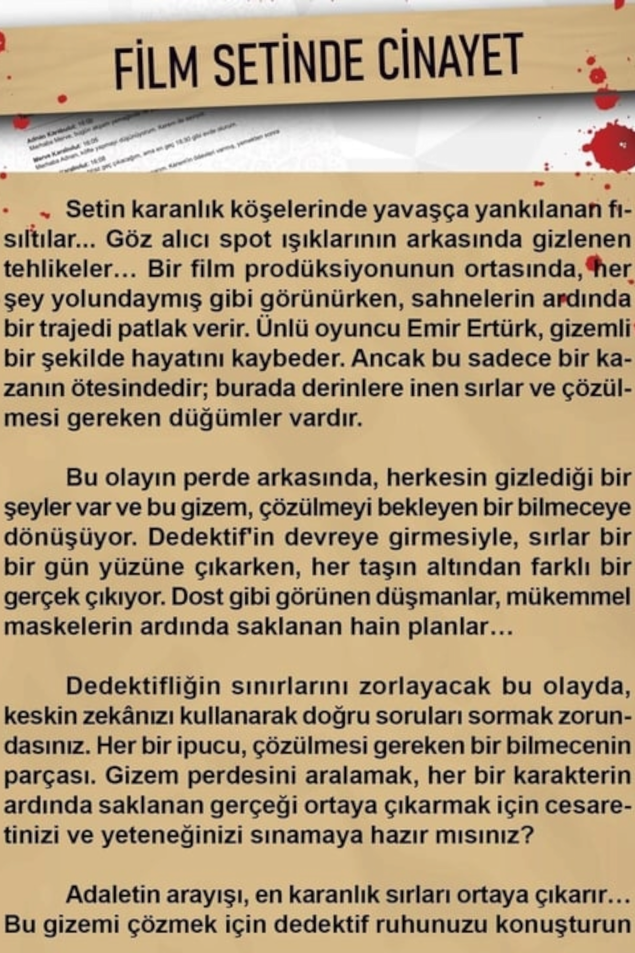 Dedektiflik Çözme Oyunu - Film Setinde Cinayet