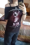 Deftones Cat Düşük Omuz T-shirt
