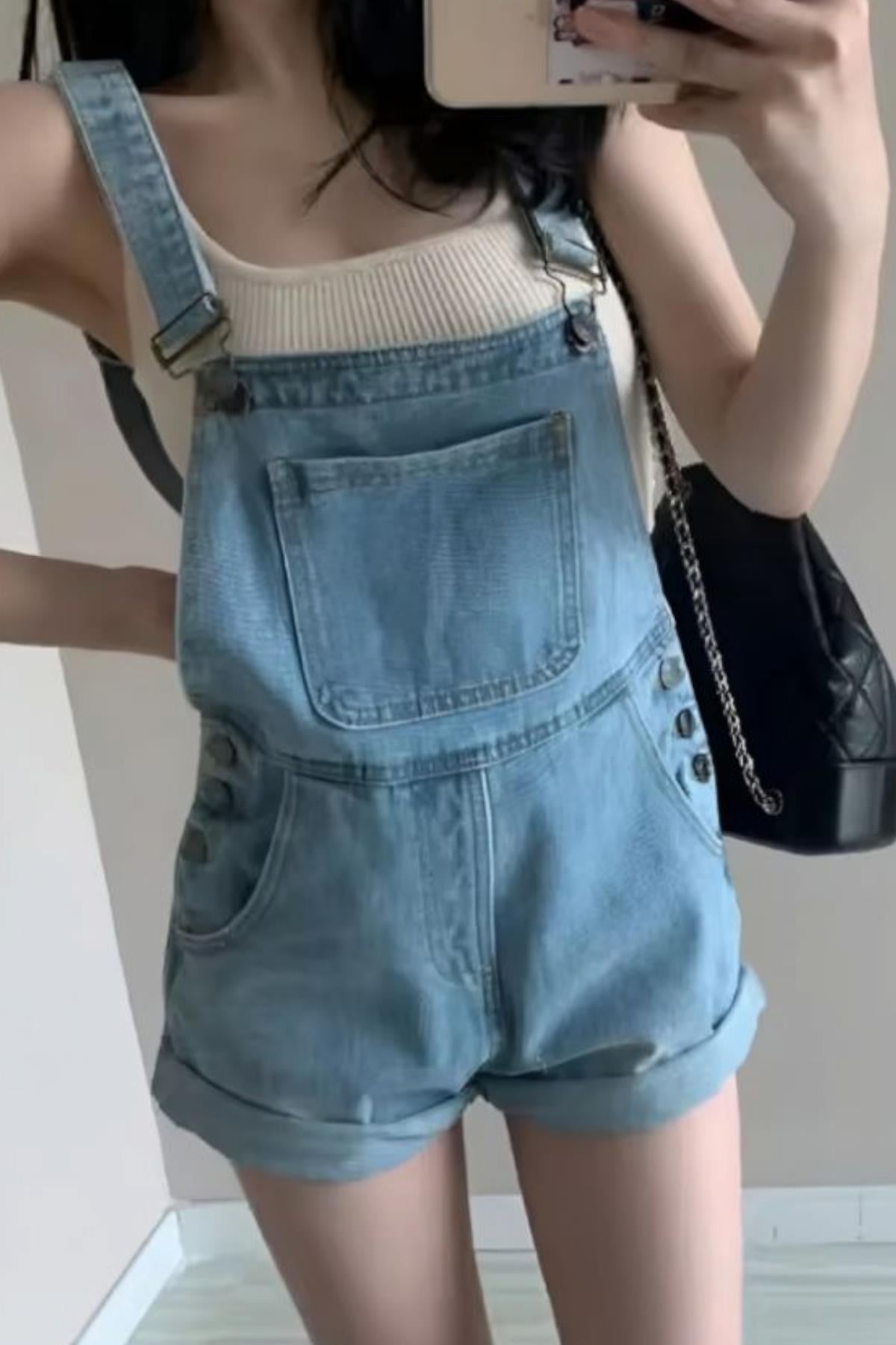 Denim Şort Salopet