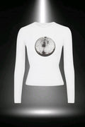 Disco Ball Beyaz Uzun Kol Tam Boy Bluz