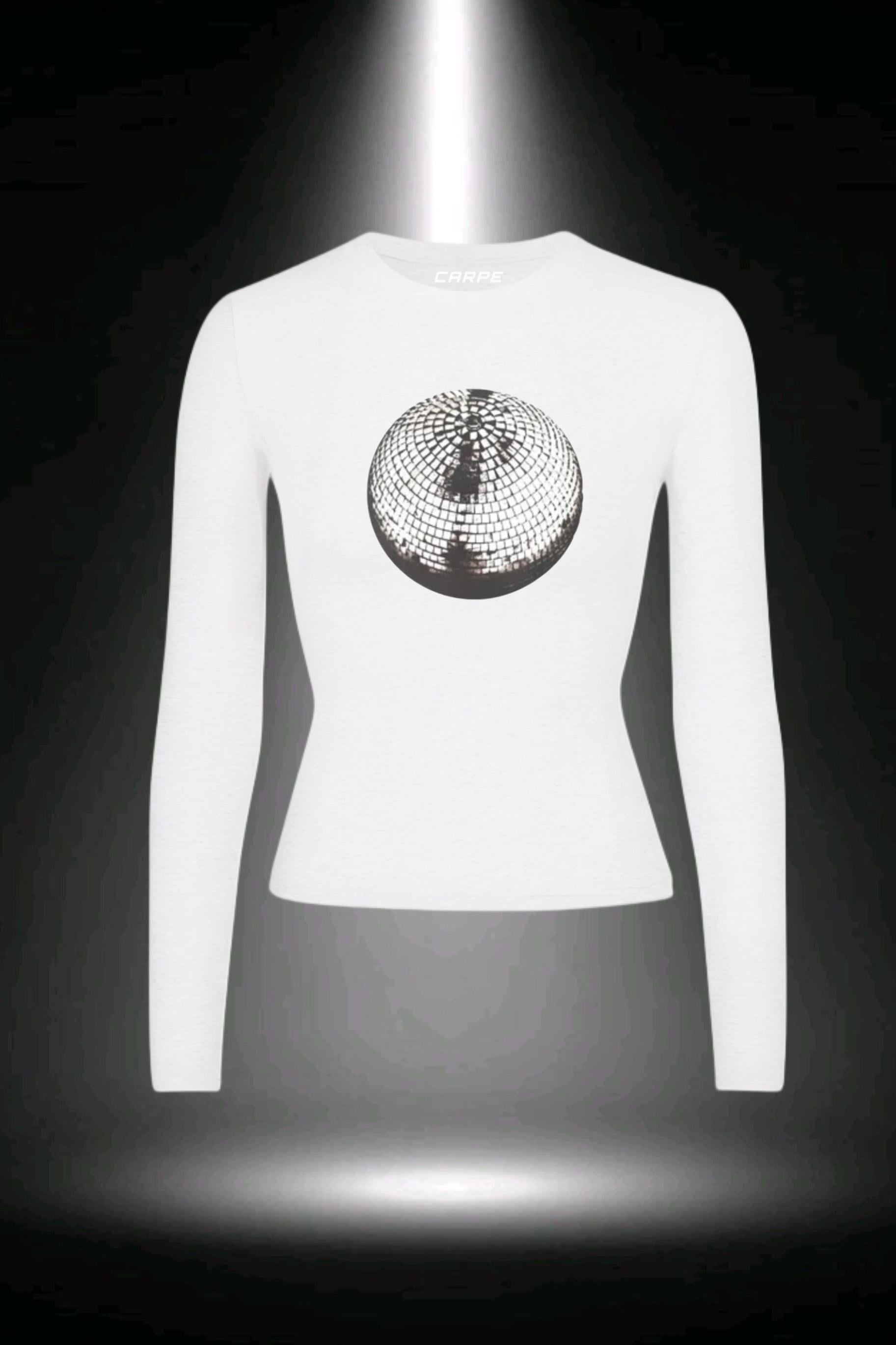 Disco Ball Beyaz Uzun Kol Tam Boy Bluz