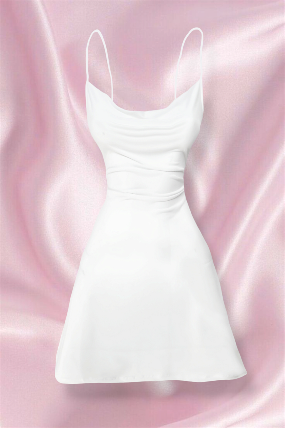 Draped White Midi Elbise