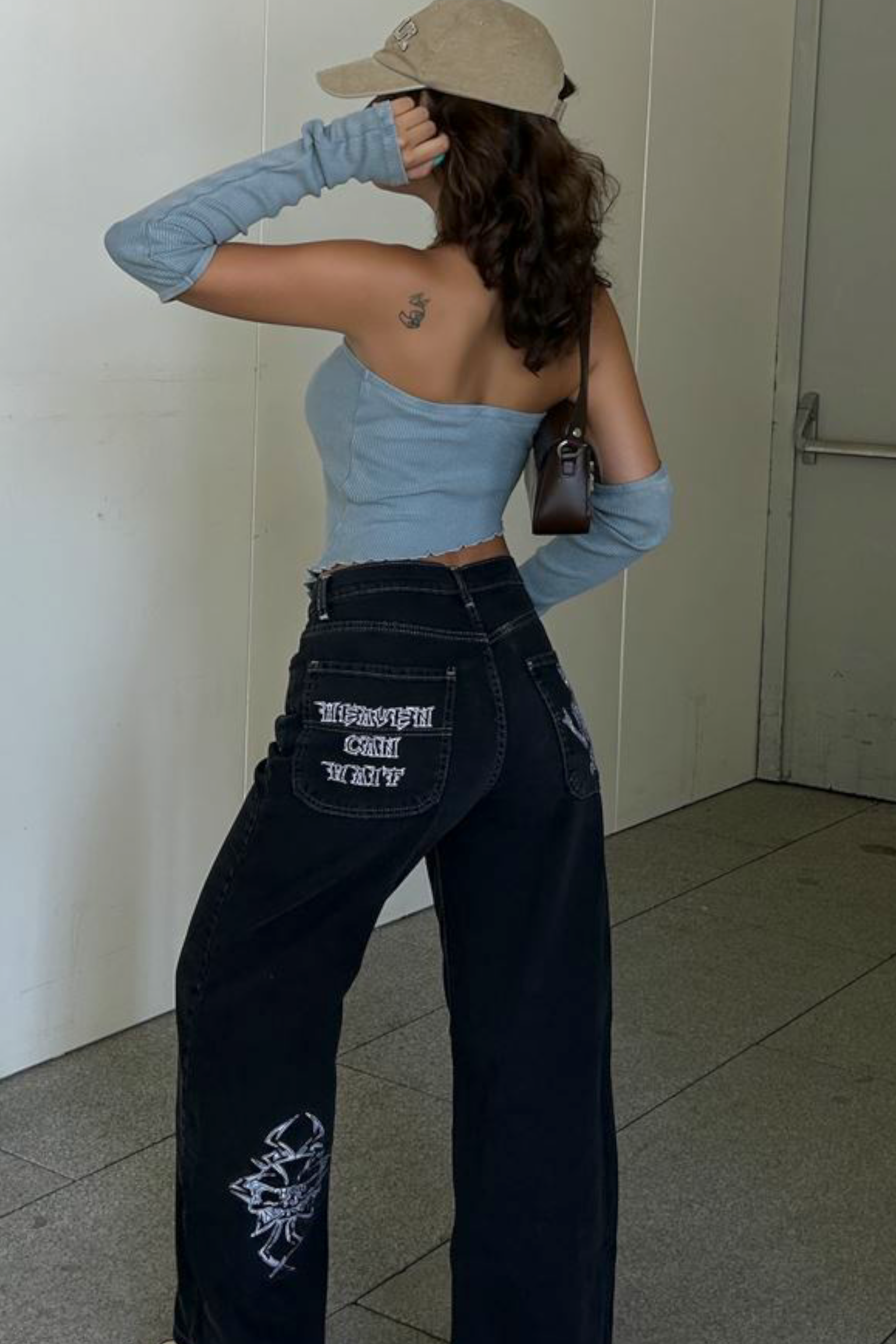 Embroidered Skeleton Pantolon