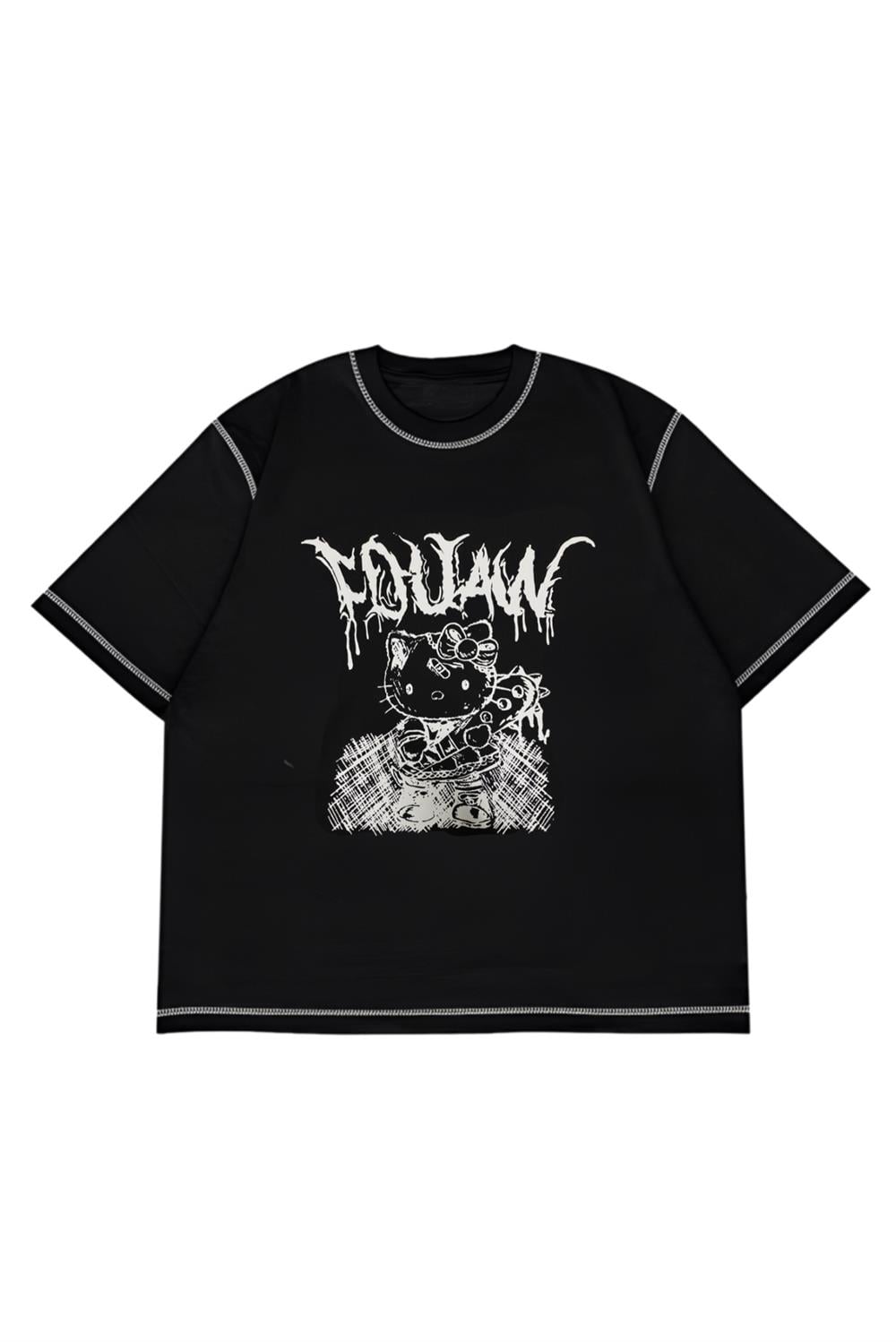 Fouaw Cat Ters Dikiş Oversize T-shirt