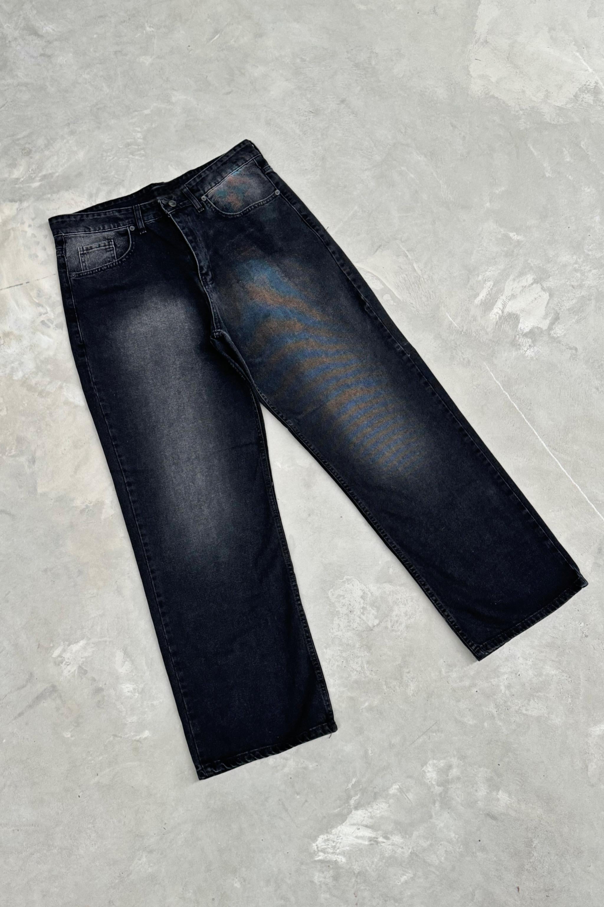 Füme Denim Salaş Big Size Pantolon