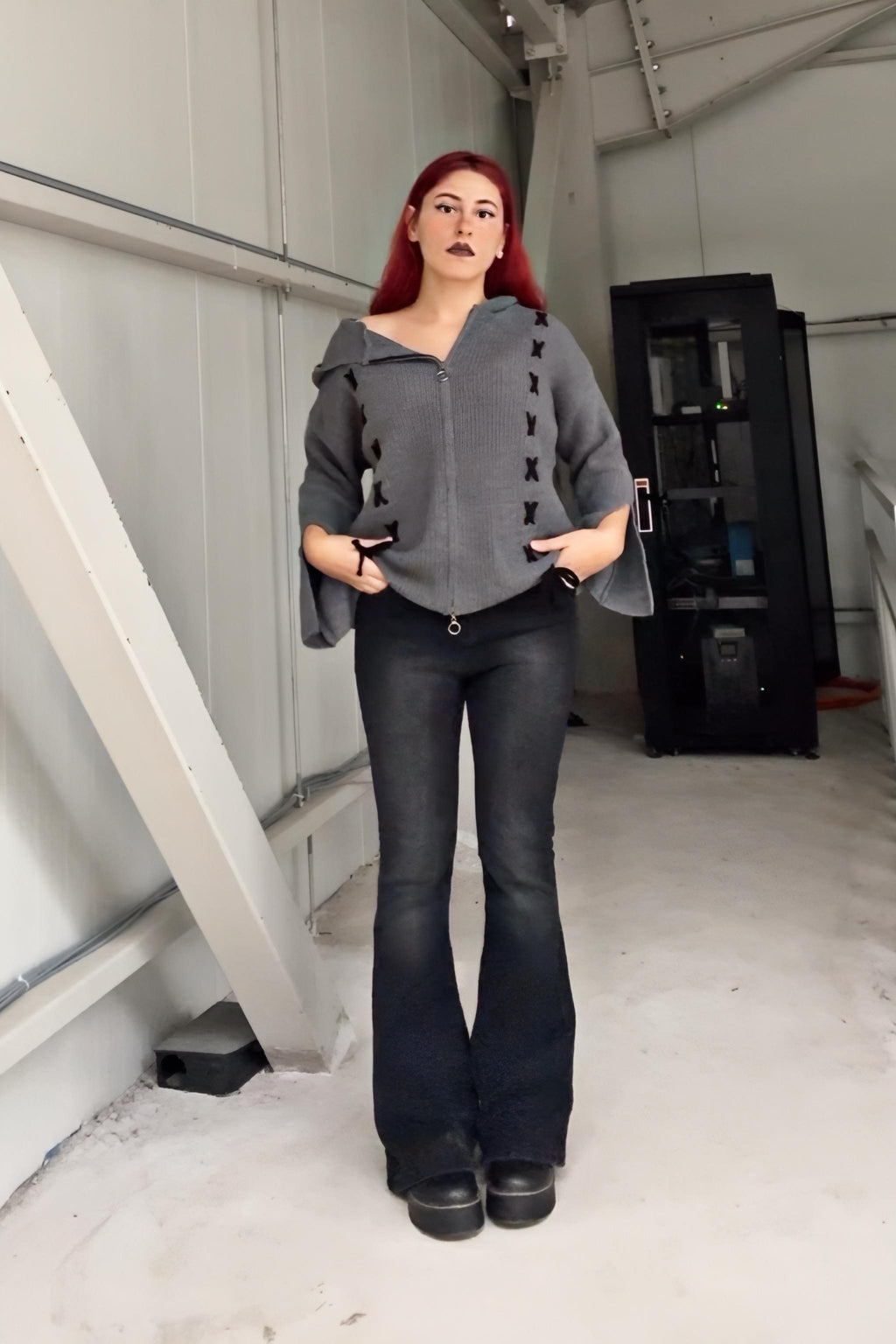 Füme Yıkamalı Flare Pantolon