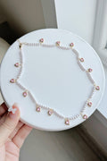 Gold Pearl Heart Stone Kolye