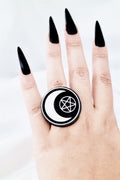 Gothic Ay Pentagram Yüzük