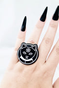 Gotihc Cat Pentagram Yüzük