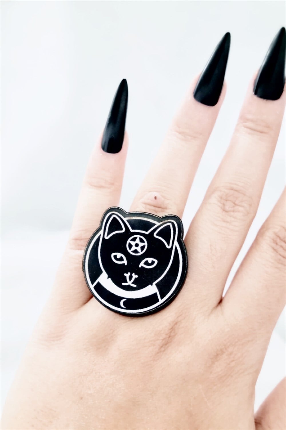 Gotihc Cat Pentagram Yüzük