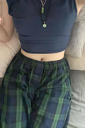 Green Dark Navy Blue Ekoseli Eşofman