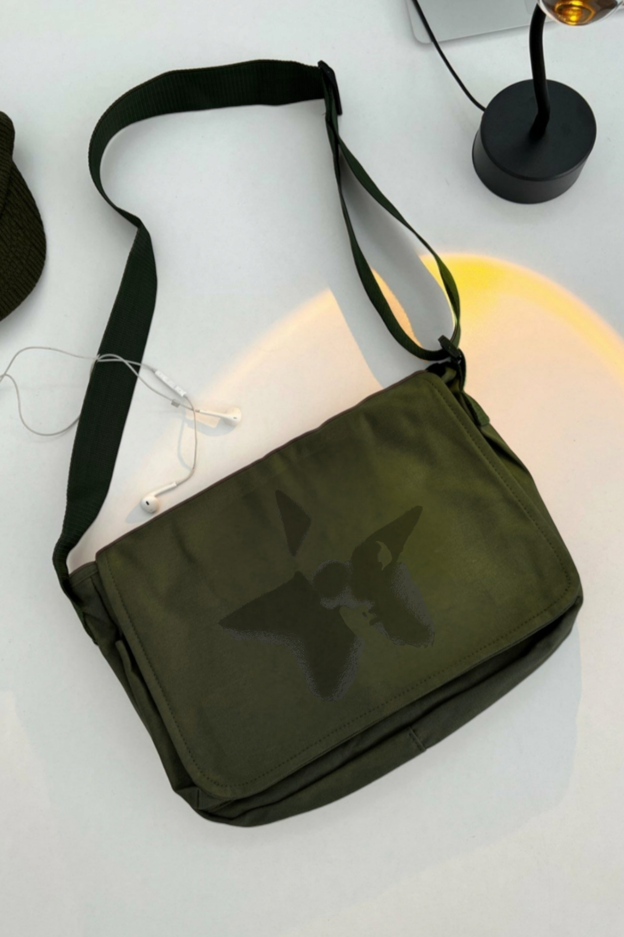 Green Skull Star Postacı Çantası