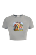 Grey Cute Girls Crop