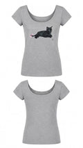 Grey Ribbon Black Cat Tam Boy Bluz