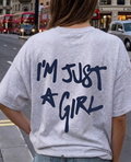 Grey Sırt I Am Just Girl Oversize T-shirt
