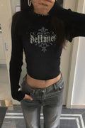 Gri Deftones Uzun Kol Tam Boy Bluz