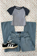 Gri- Lacivert Reglan Kol Crop