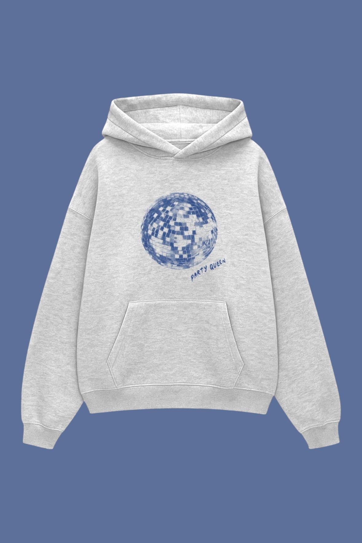 Gri Party Queen 3 İplik Oversize Sweatshirt