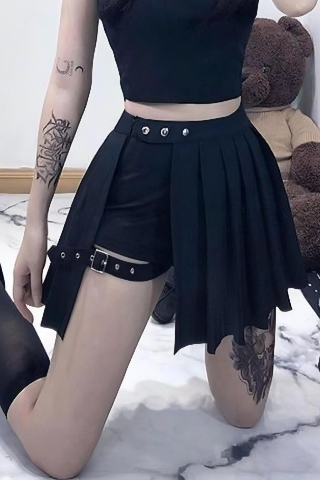 Harajuku Punk Kemerli Mini Şort Etek