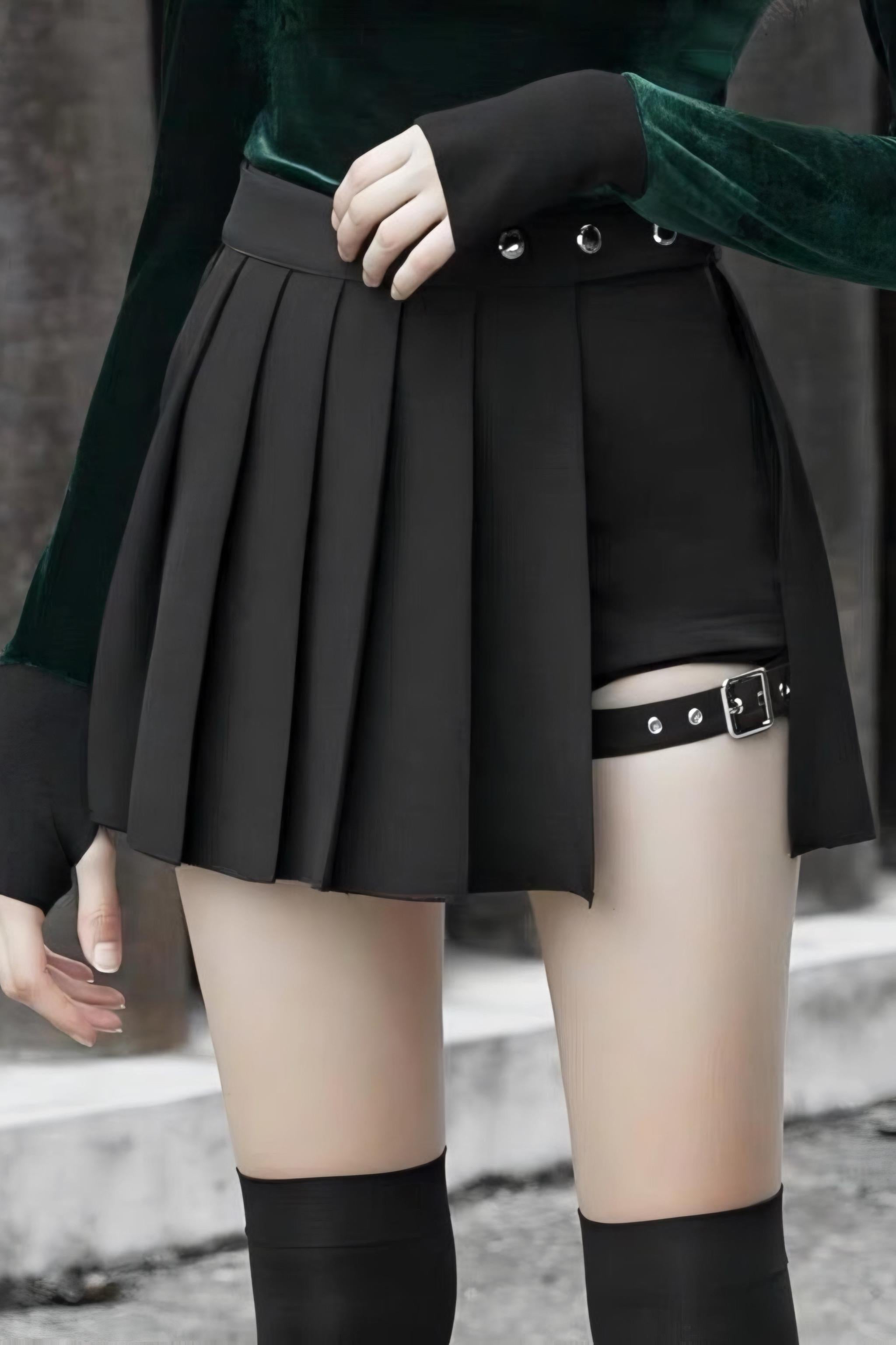 Harajuku Punk Kemerli Mini Şort Etek