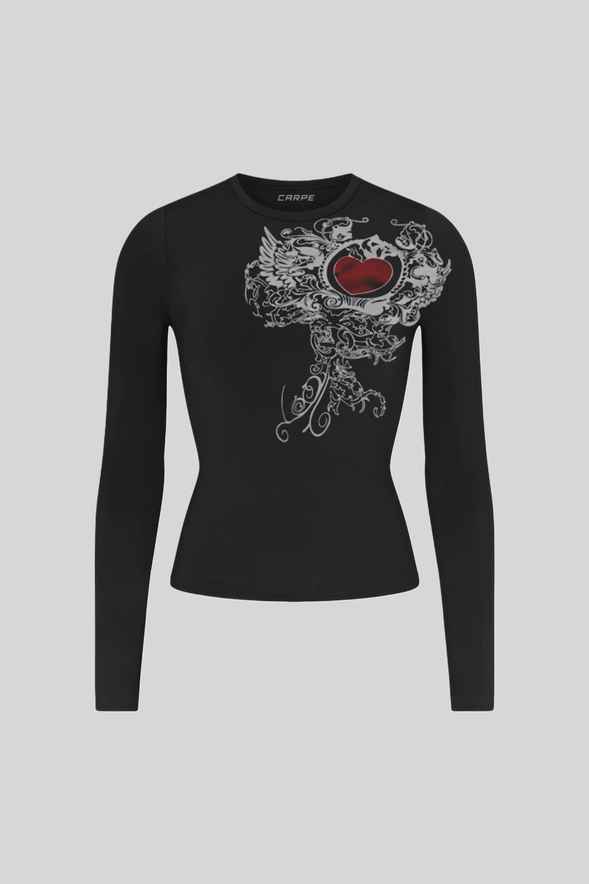 Heart Decor Uzun Kol Tam Boy Bluz