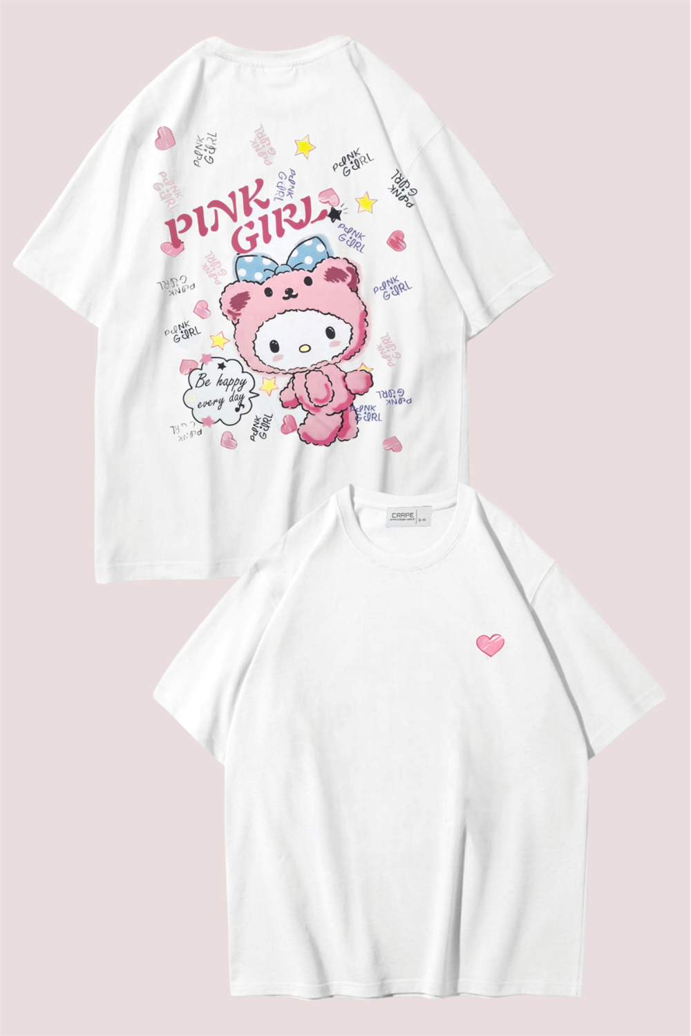 Heart Pınk Gırl Oversize T-shirt