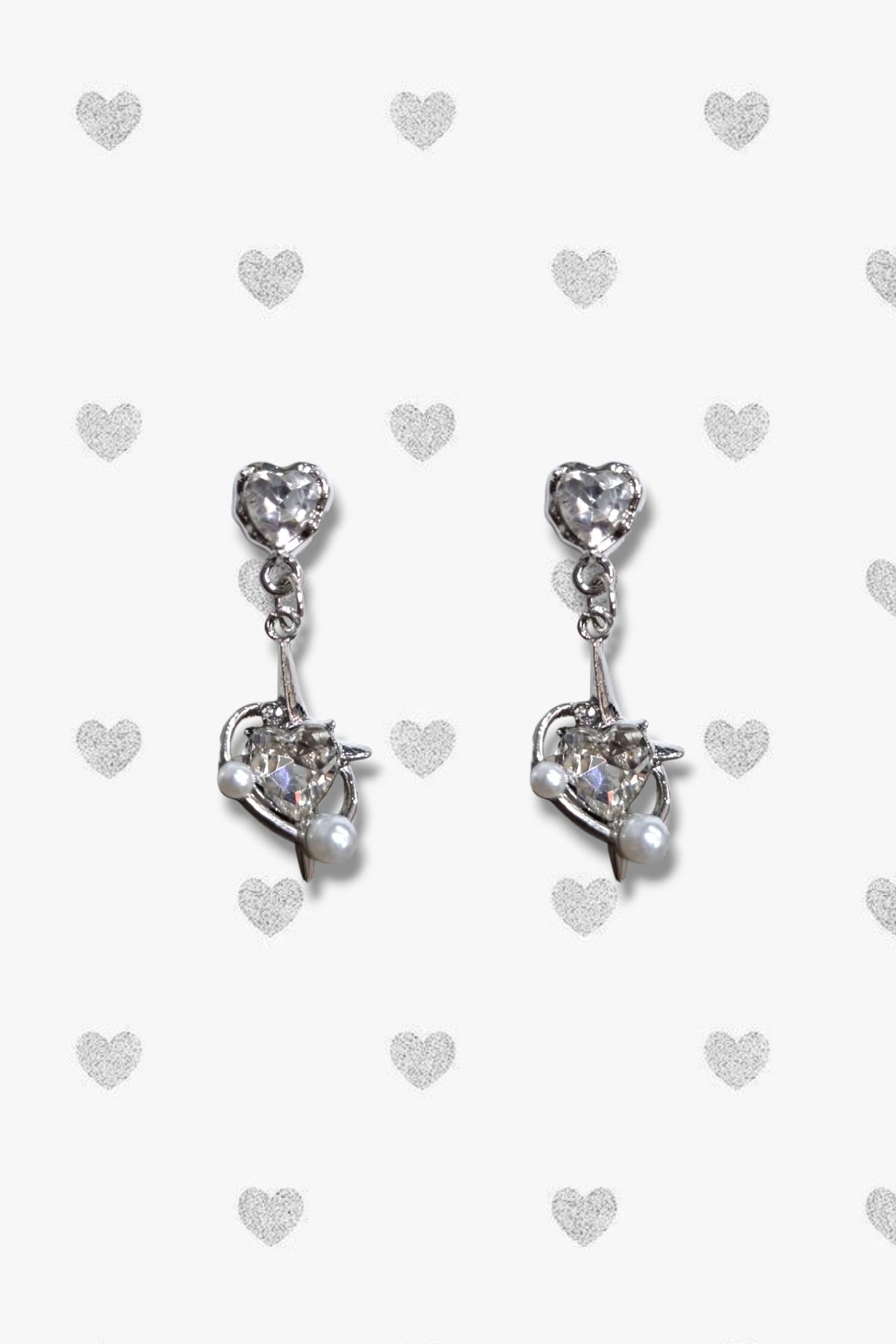 Heart Stone Pearl Küpe