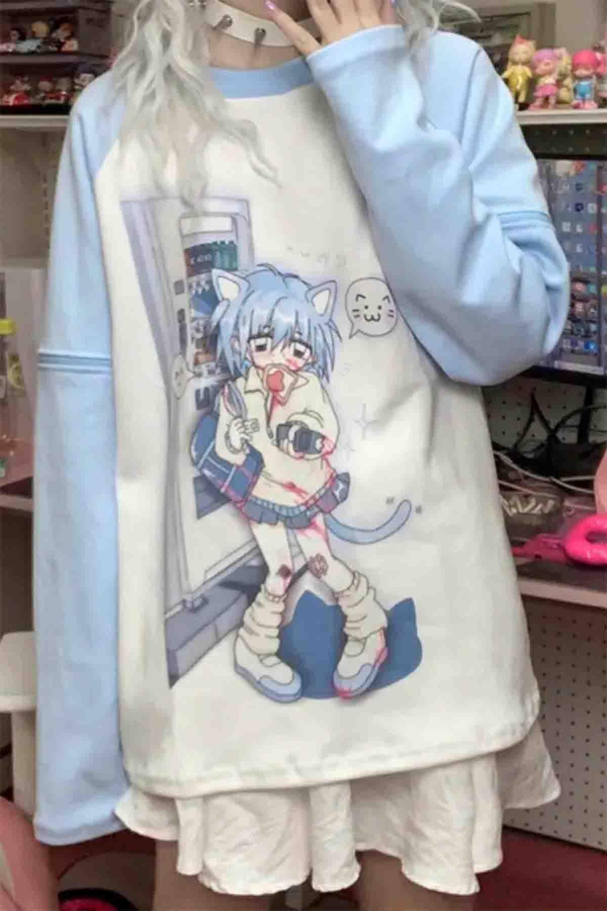 Japanese Cat Girl Oversize Sweatshirt