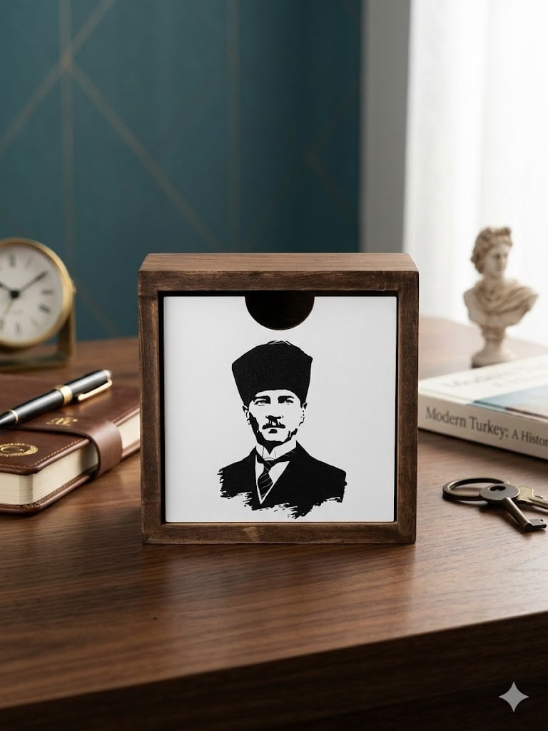 Kemal Atatürk Silüet Ahşap Kutu