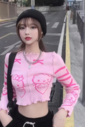 Kitty Pink Ters Dikiş Bluz