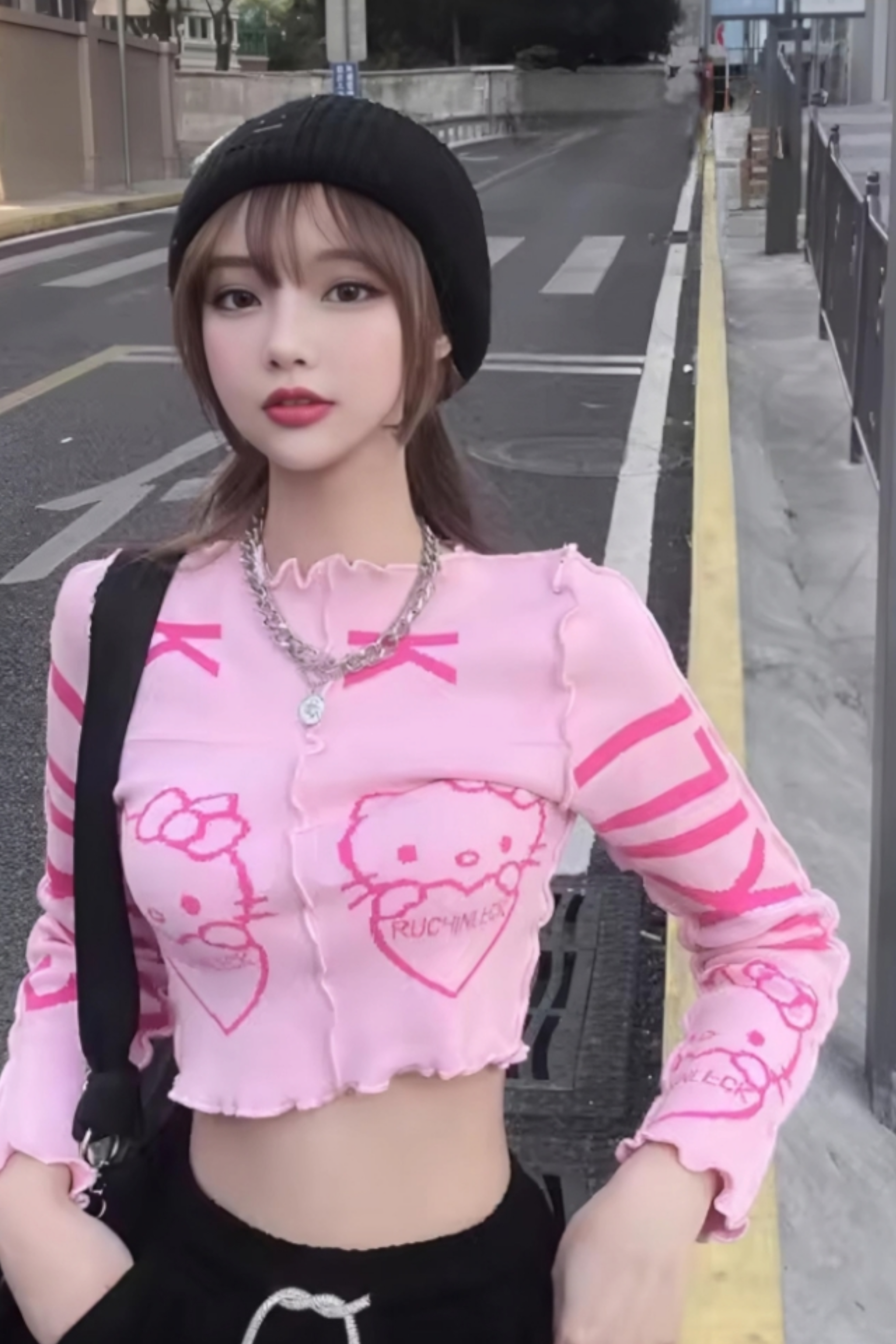 Kitty Pink Ters Dikiş Bluz