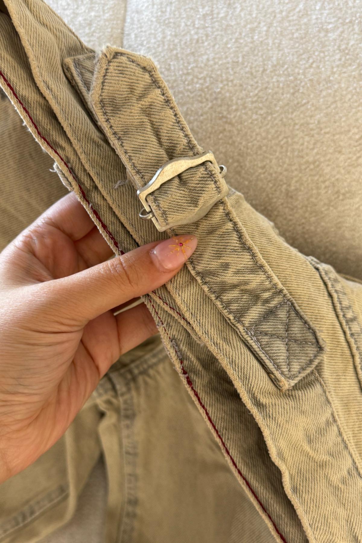 Krem Beli Tokalı Jean