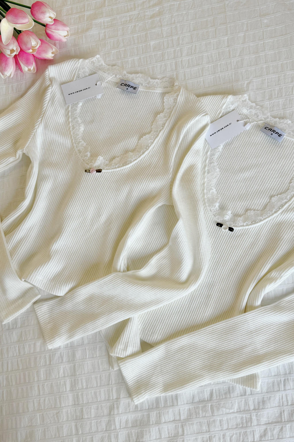 Lace Ribbon Detail Bluz