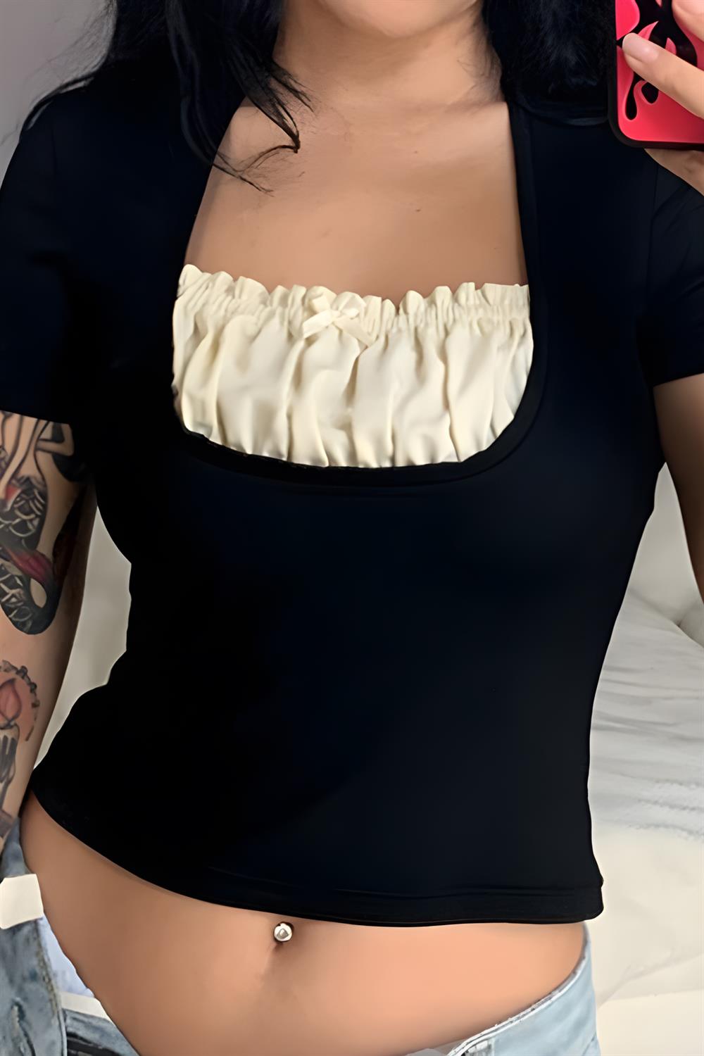 Lolita Vintage Kısa Kol  Bluz