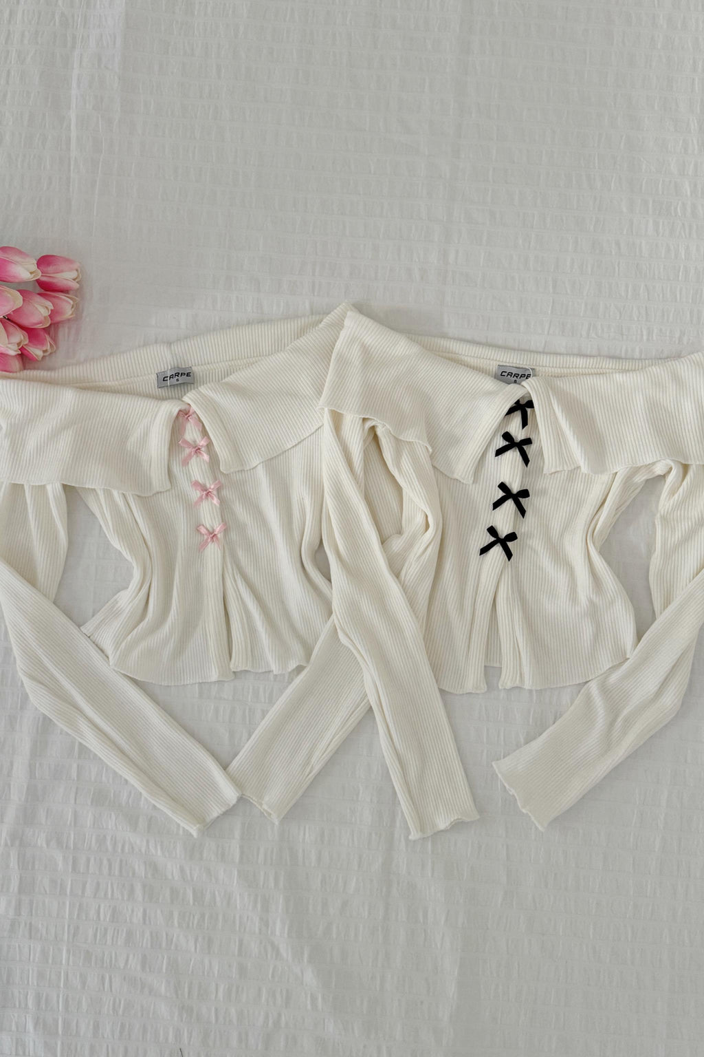 Low Collar Ribbon Detail Bluz