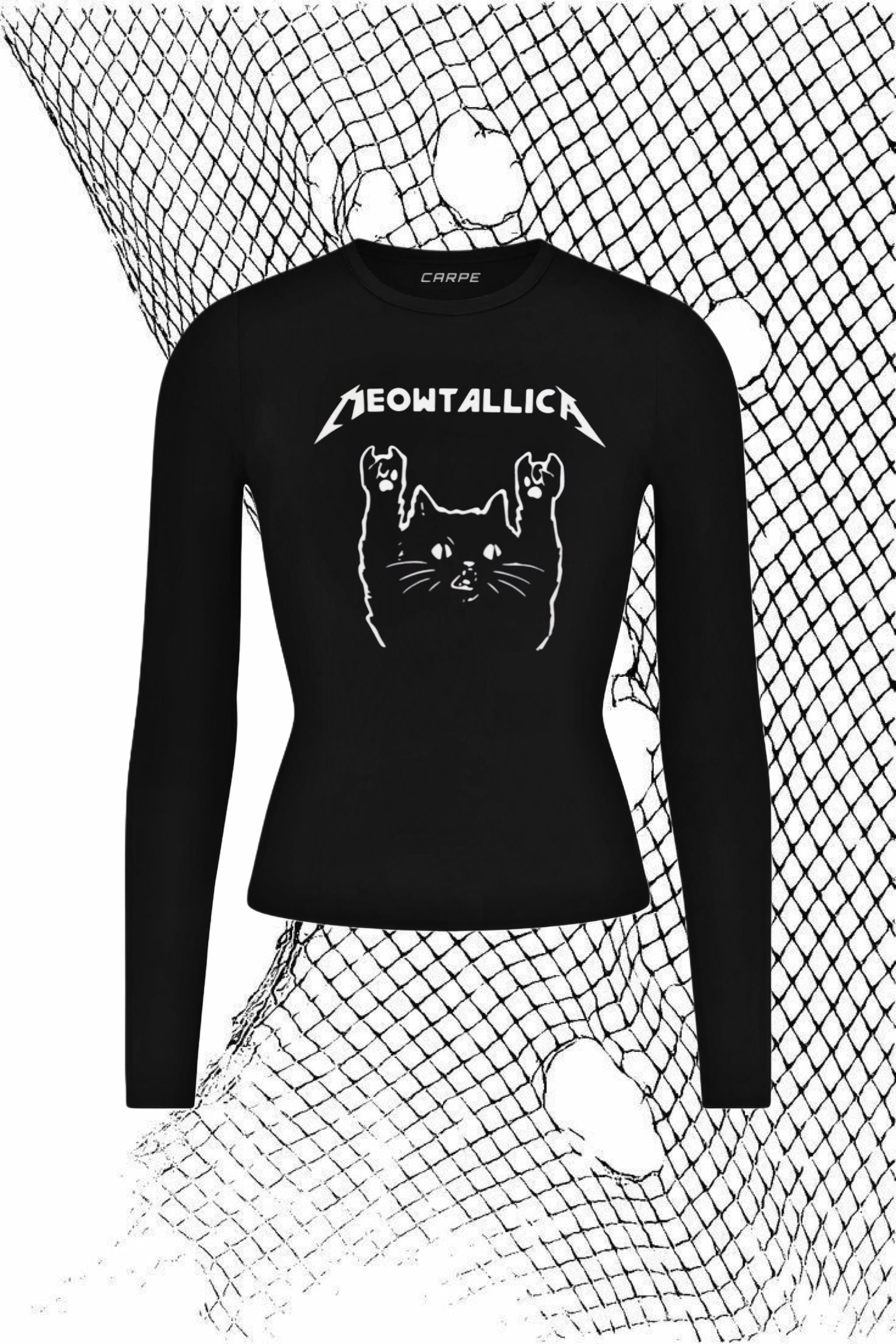 Meowtallıca Uzun Kol Tam Boy Bluz