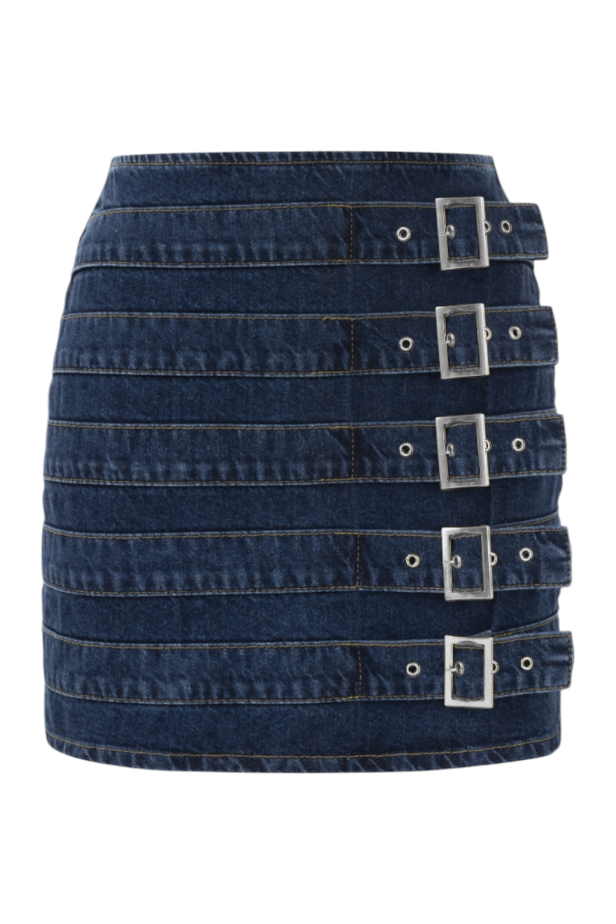 Multi Arched Denim Mini Etek