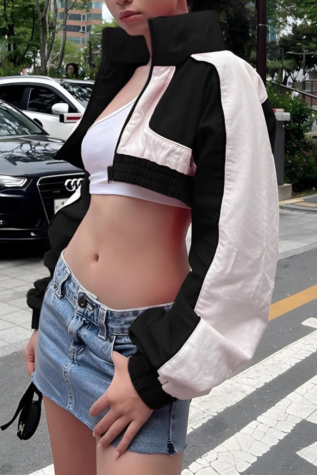 Nakışlı A Paraşüt Crop Ceket