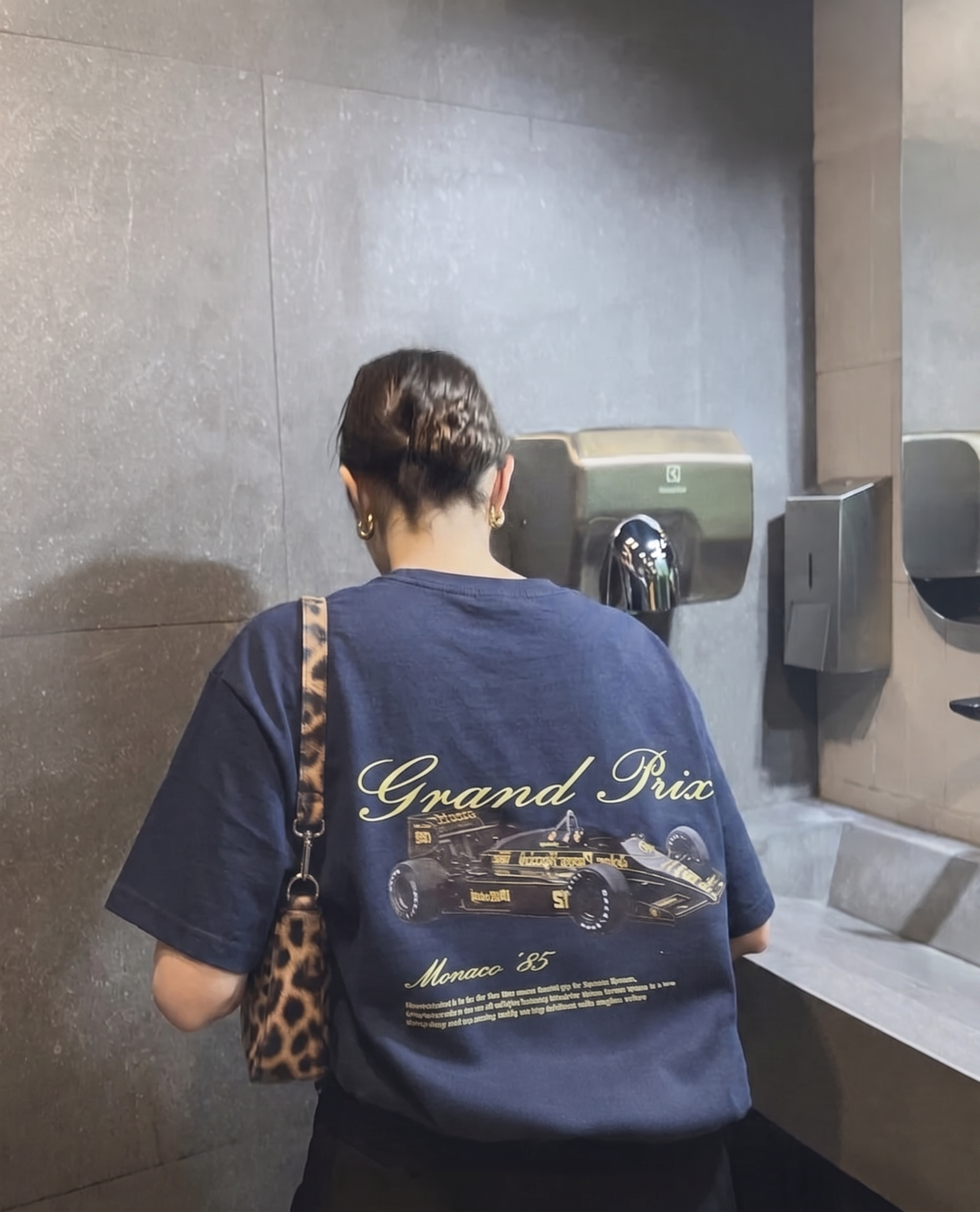 Navy Blue Sırt Grand Prix Oversize T-shirt