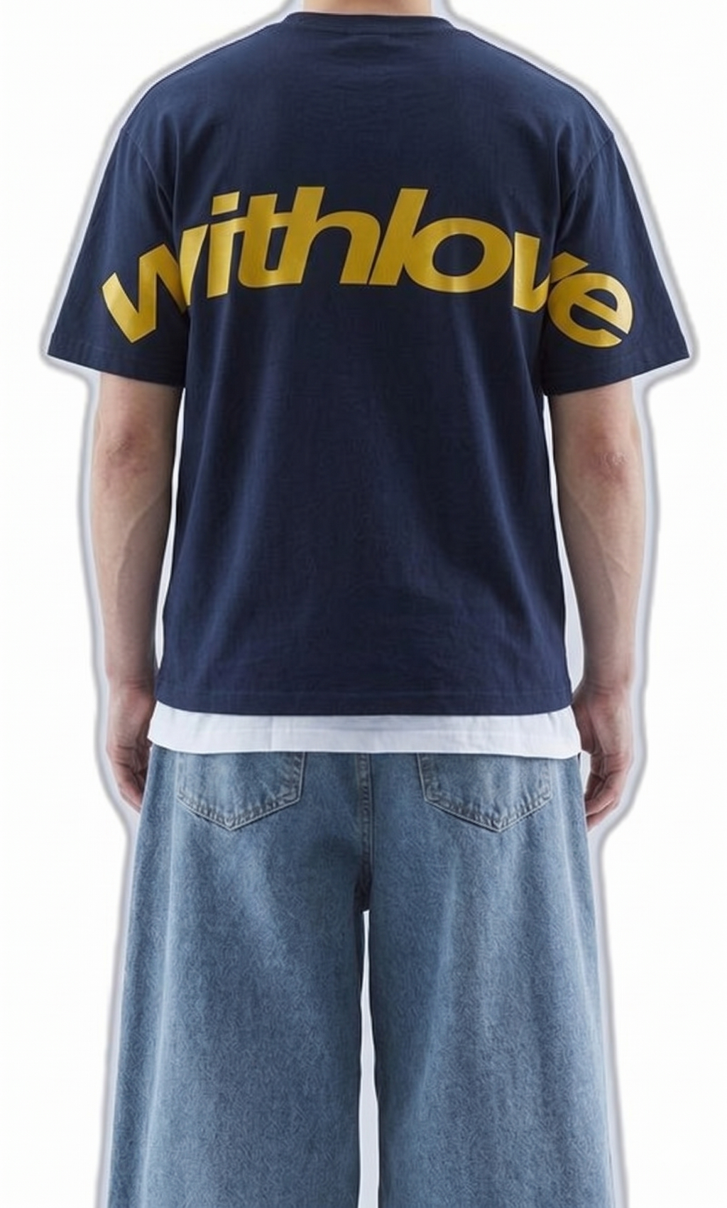Navy Blue Sırt Withlove Oversize T-shirt