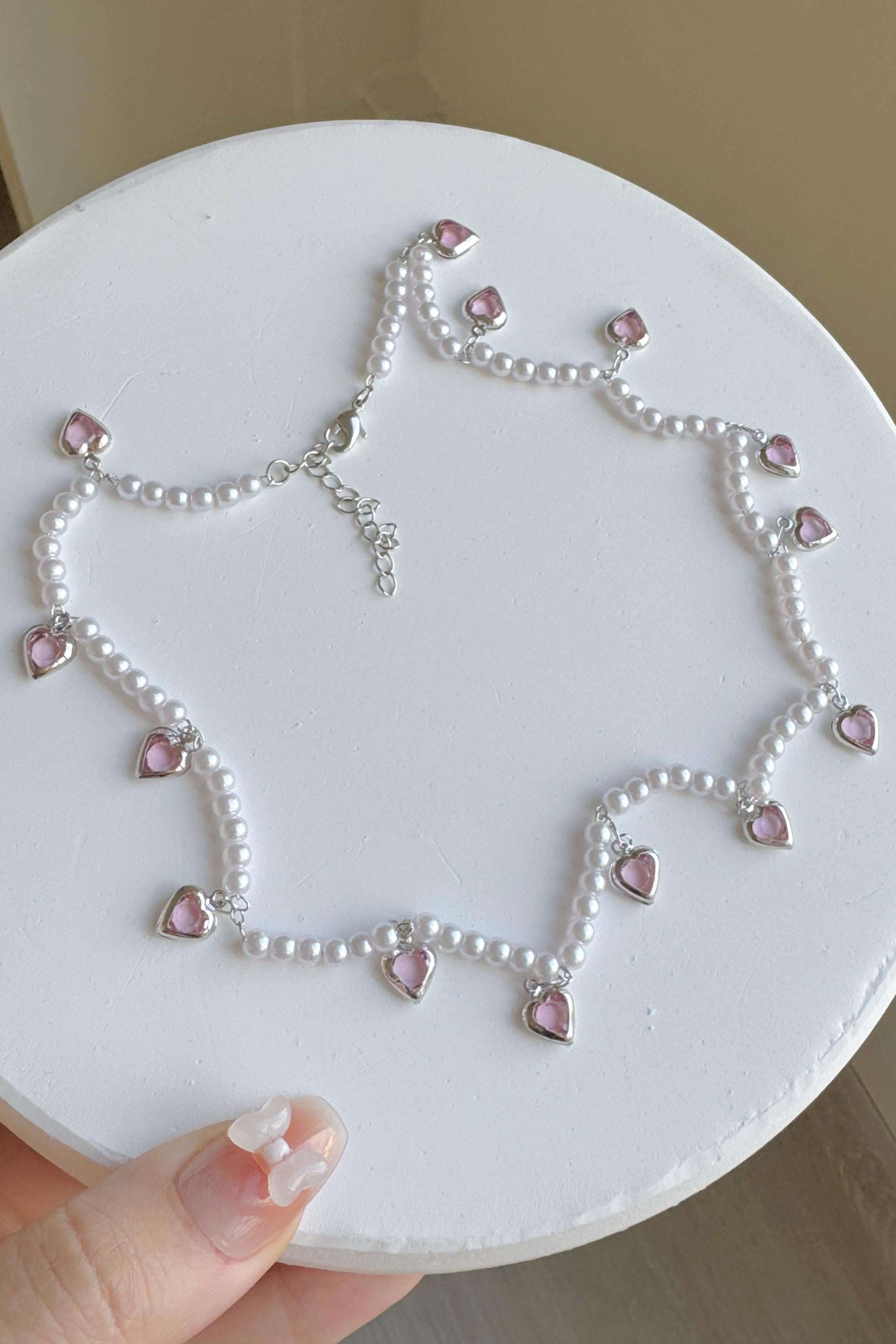 Pearl Heart Stone Kolye
