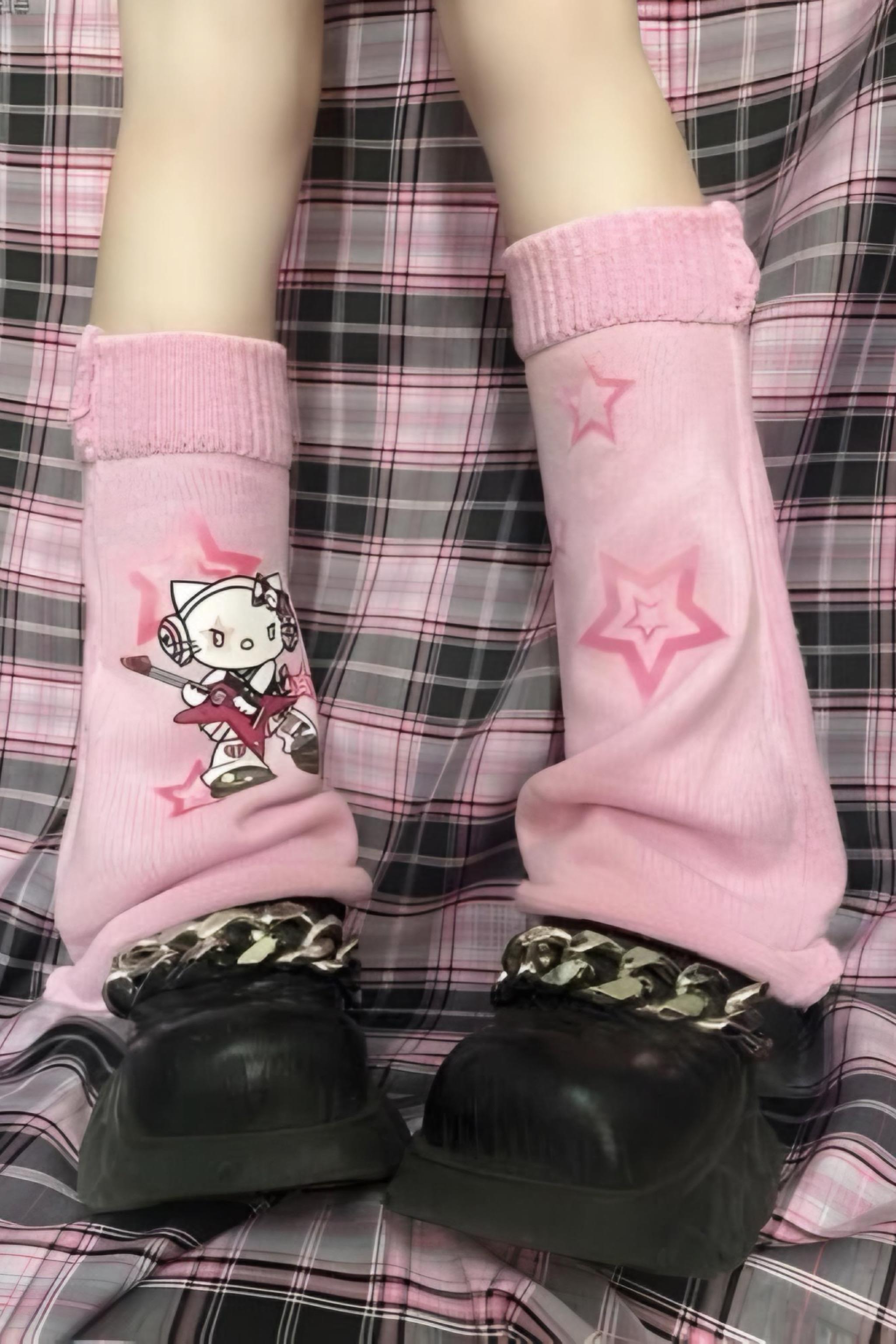 Pembe Kitty Gothic Star Tozluk