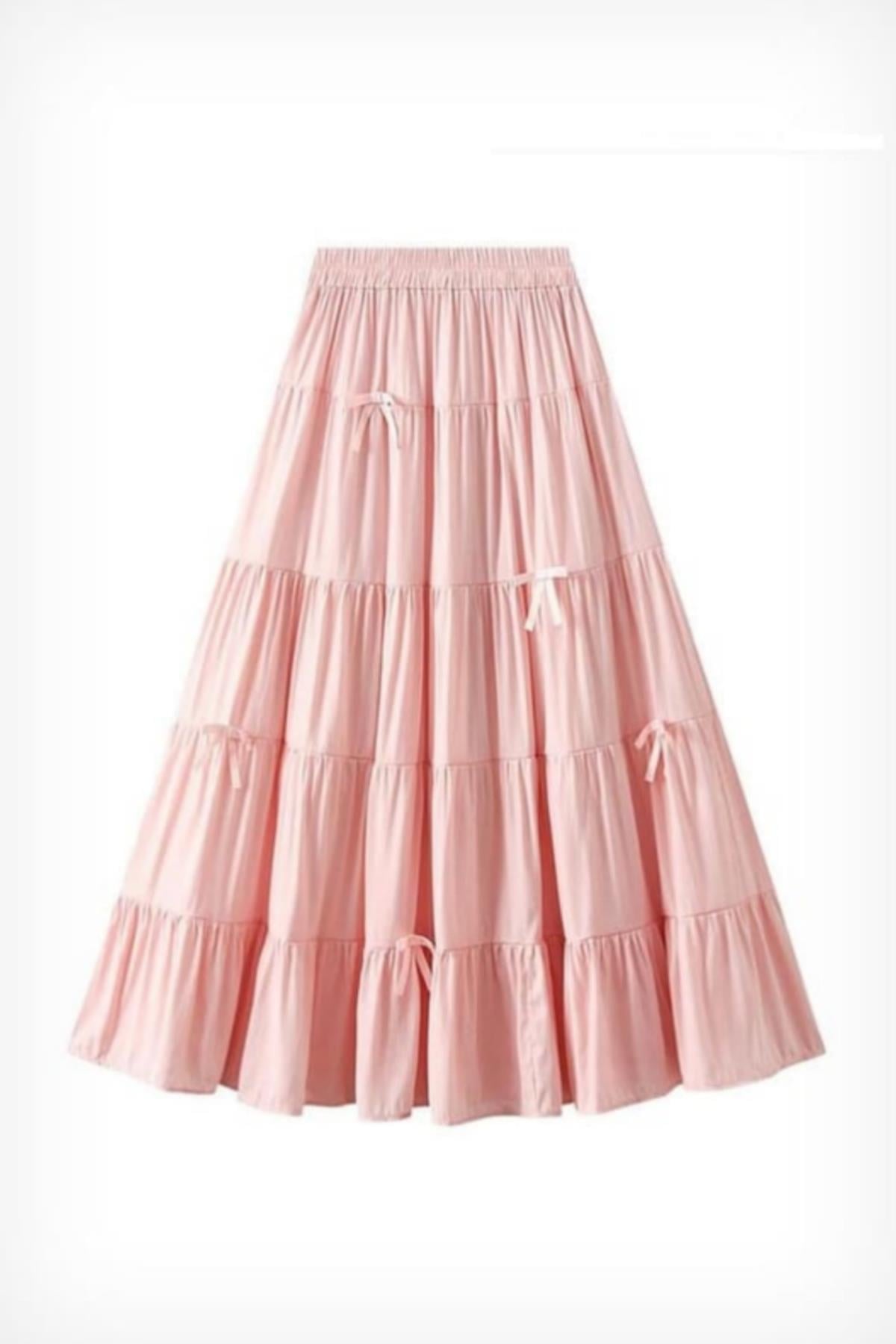 Pink Katlamalı Fiyok Etek