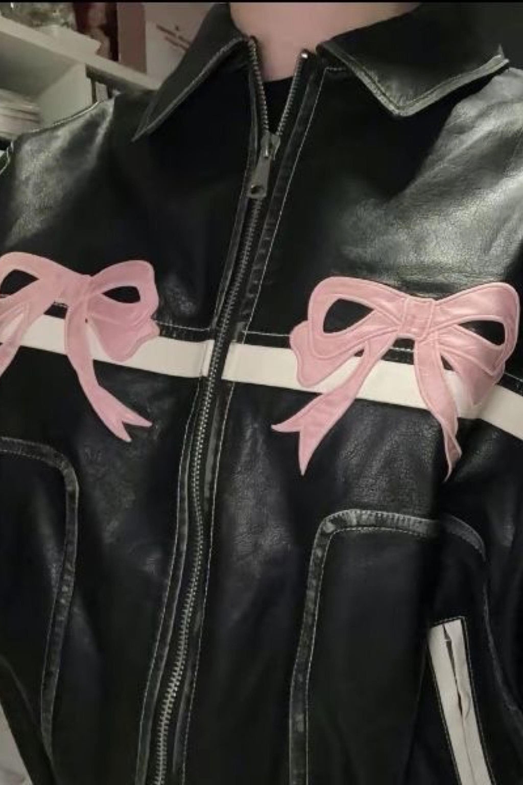 Pink Ribbon Deri Ceket