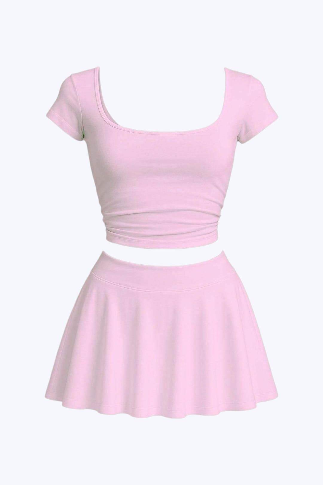 Pink Şort Etek İkili Takım