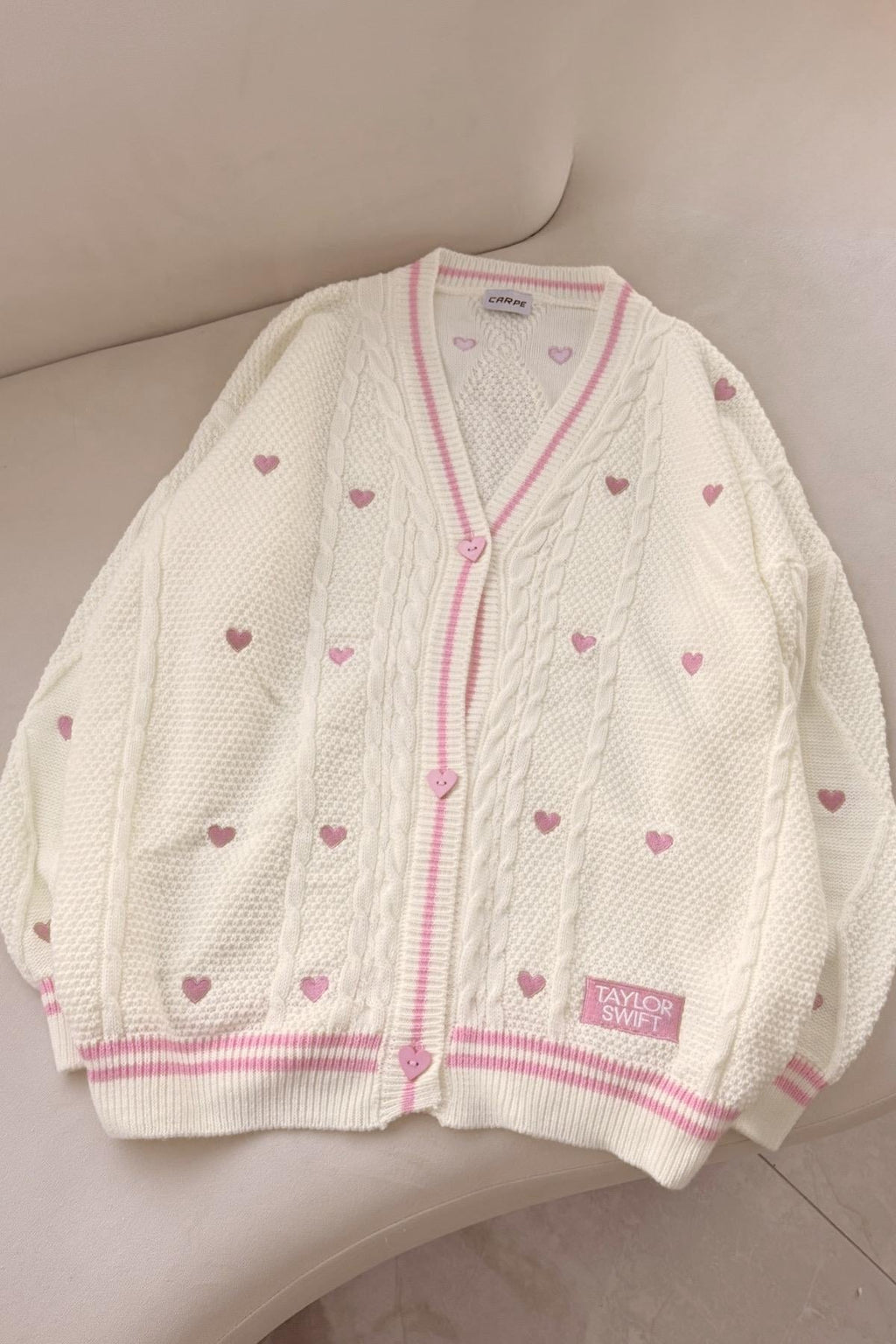 Pink Tiny Heart Hırka