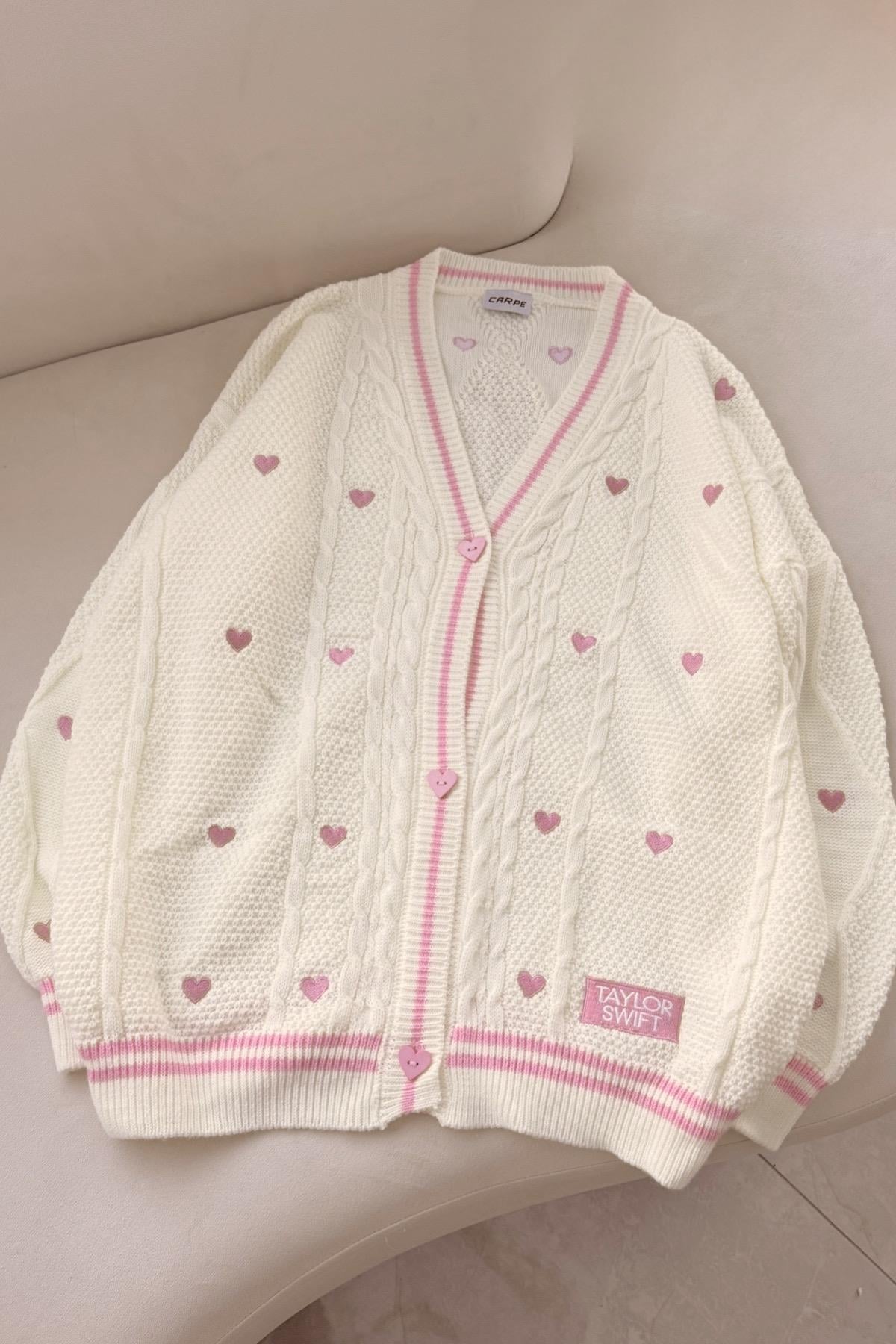 Pink Tiny Heart Hırka
