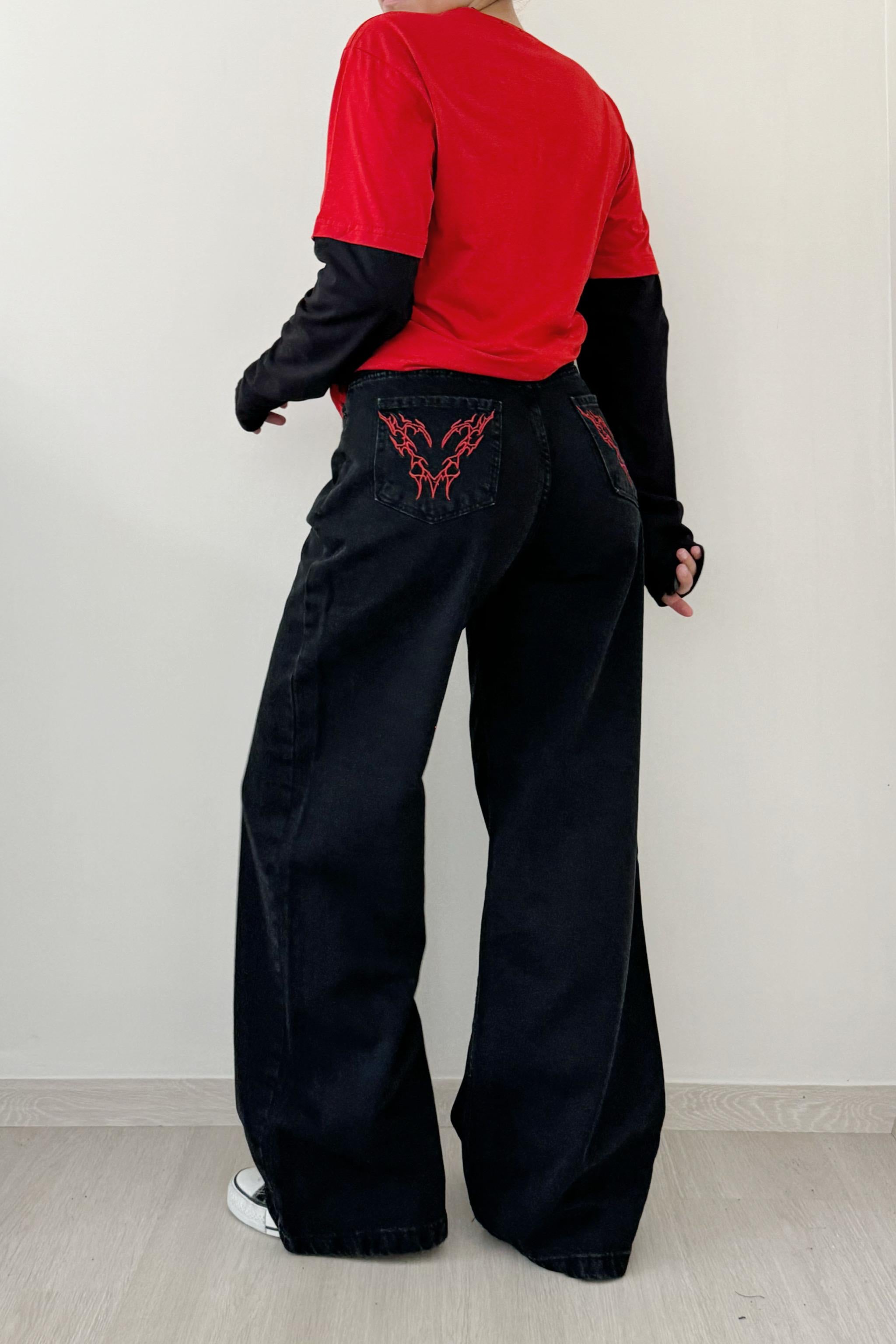 Red Butterfly Nakışlı Pantolon